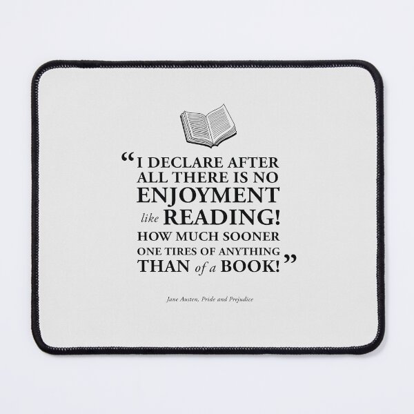 Item preview, No Joy Like Reading Quote from Pride and Prejudice by Jane Austen in Black designed and sold by GoodOldBooks.