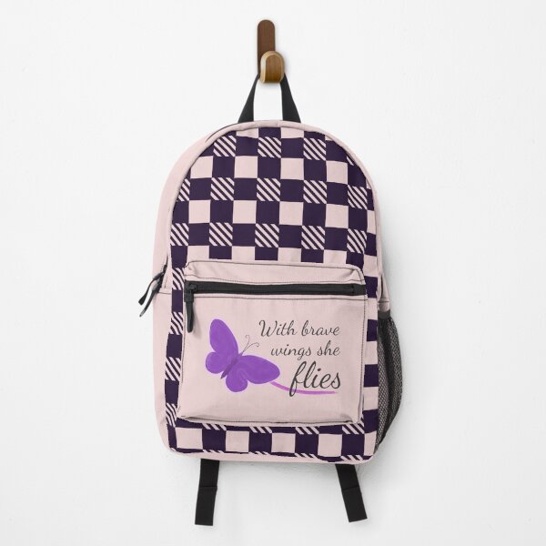 Item preview, Purple butterfly backpack with quote designed and sold by smoothwizz.