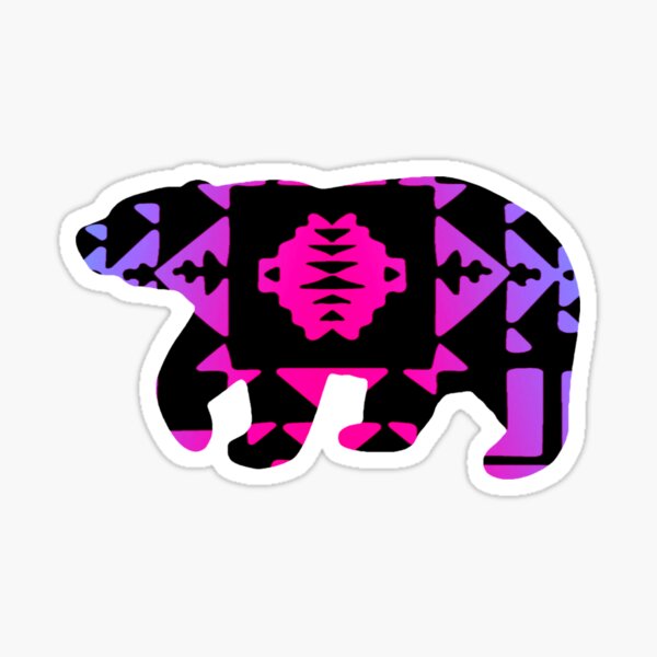 Aperçu de l'œuvre Ours à imprimé natif dégradé violet clair/rose créée et vendue par JMWCD.