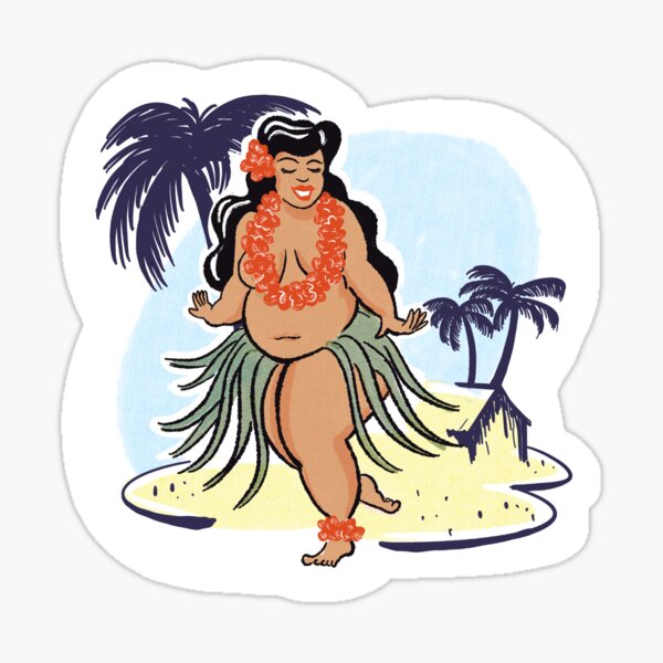 Item preview, Retro Vintage Body Positive Hula Girl designed and sold by Zaftig Pink.