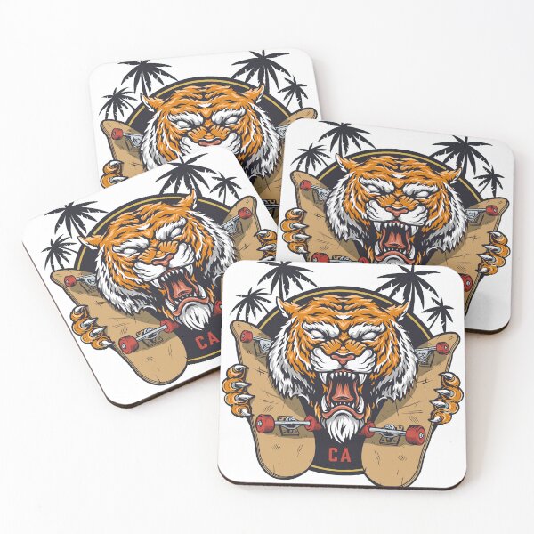 Item preview, Fierce tiger skateboard under palm trees designed and sold by Scopestor.
