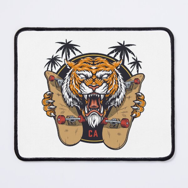 Item preview, Fierce tiger skateboard under palm trees designed and sold by Scopestor.