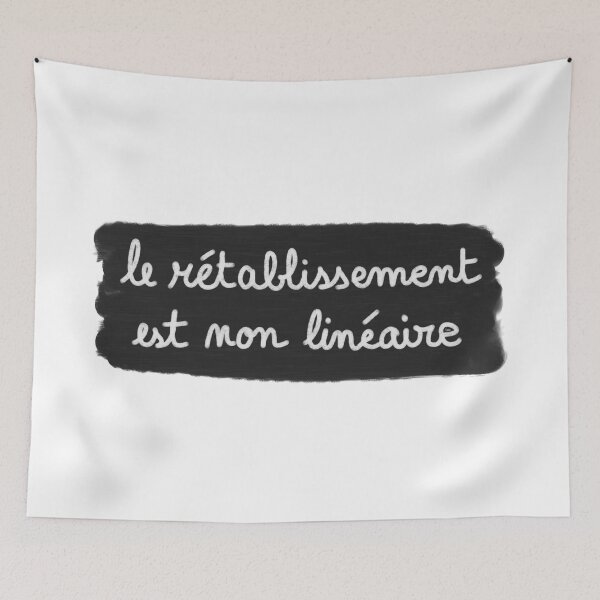 Item preview, Recovery is non-linear, chalk (white on black, white background) designed and sold by MentaLee.