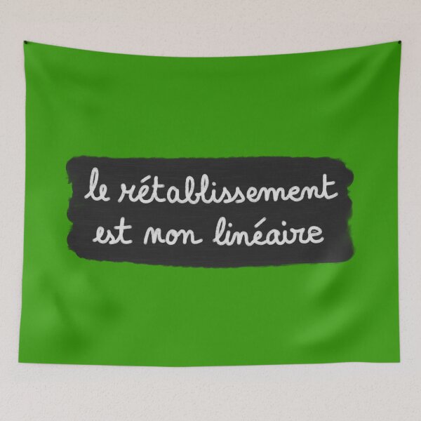 Item preview, Recovery is non-linear, chalk (white on black, green background) designed and sold by MentaLee.