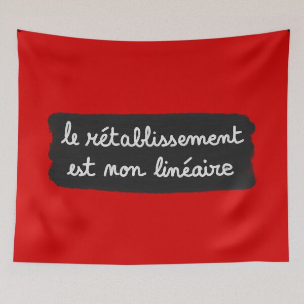 Item preview, Recovery is non-linear, chalk (white on black, red background) designed and sold by MentaLee.