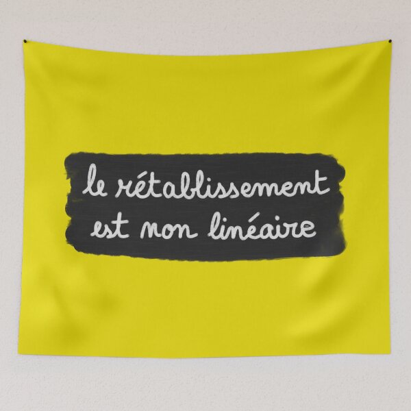 Item preview, Recovery is non-linear, chalk (white on black, yellow background) designed and sold by MentaLee.