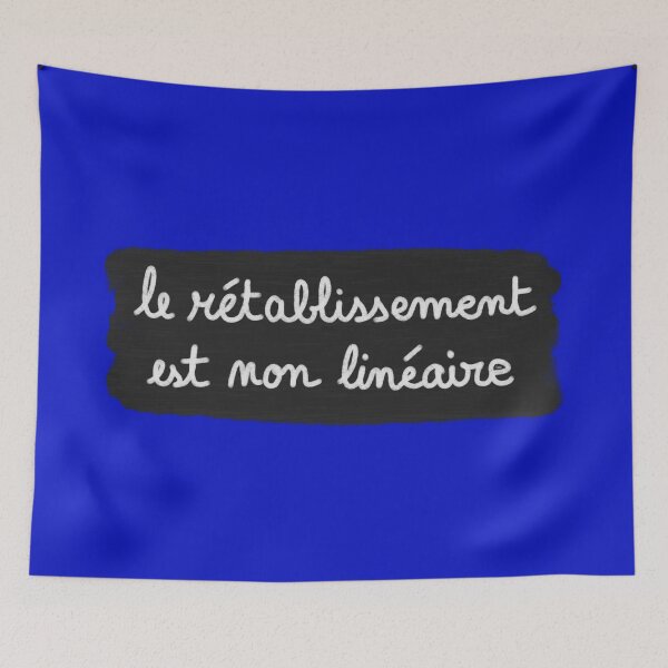 Item preview, Recovery is non-linear, chalk (white on black, blue background) designed and sold by MentaLee.