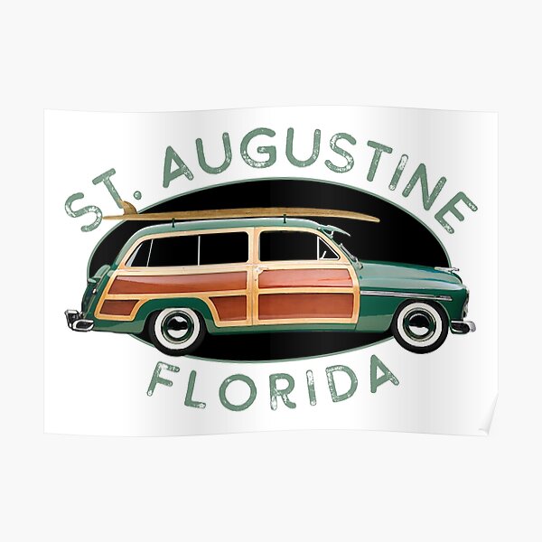 Saint Augustine Florida Vintage Surfing Poster