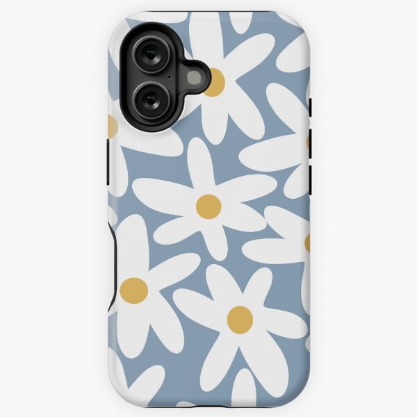 Item preview, Daisy Time Retro Floral Pattern in Light Blue, Mustard, and White designed and sold by kierkegaard.
