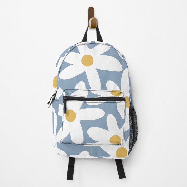 Item preview, Daisy Time Retro Floral Pattern in Light Blue, Mustard, and White designed and sold by kierkegaard.