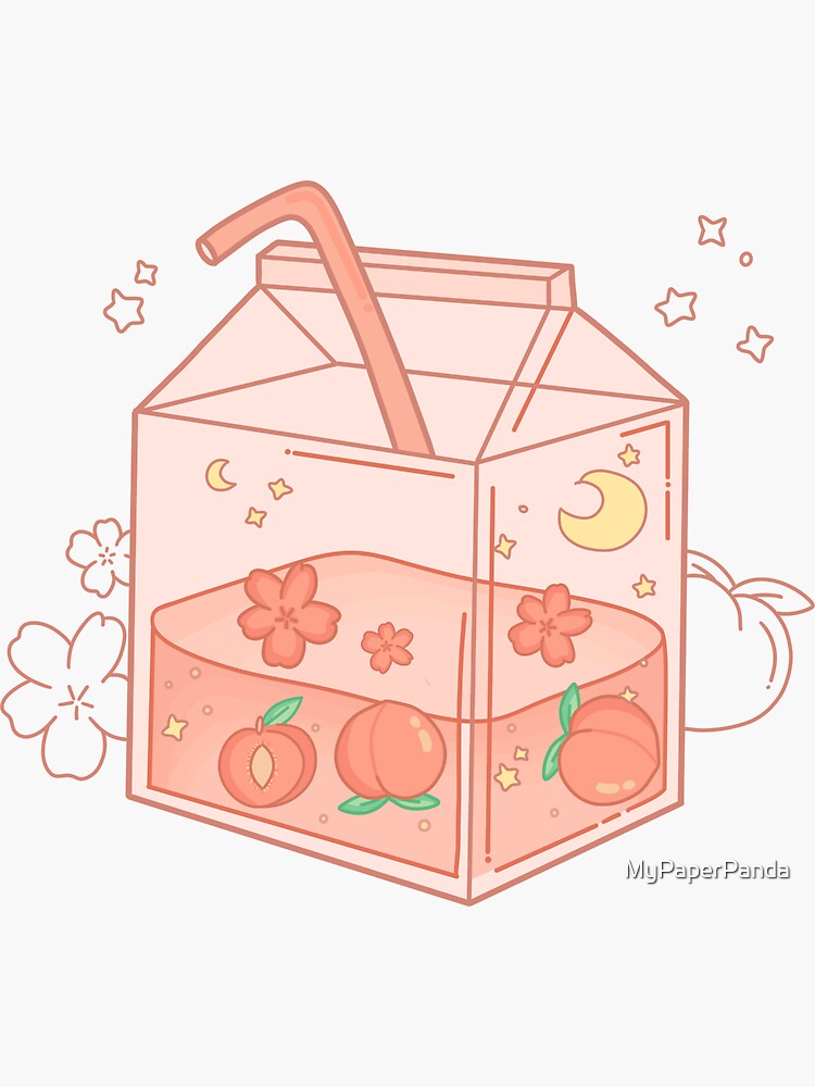 Kawaii Peach Milk Carton Sticker By Mypaperpanda Redbubble