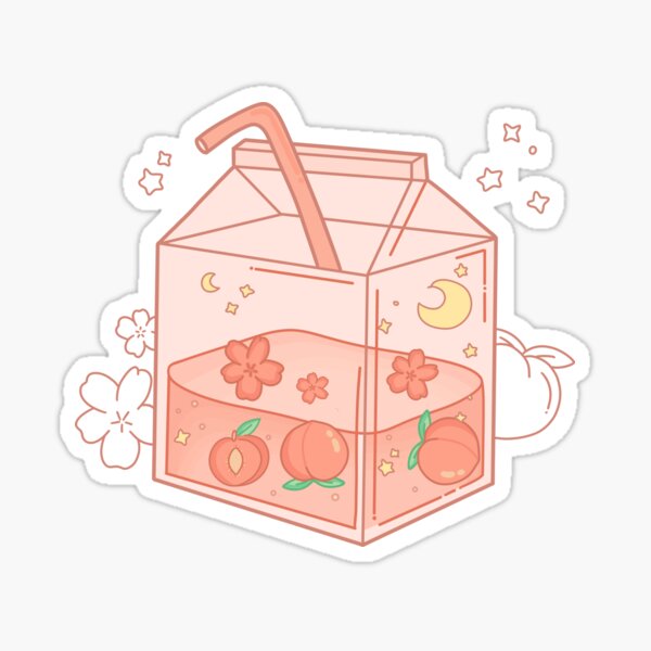 Kawaii Peach Milk Carton Sticker By Mypaperpanda Redbubble