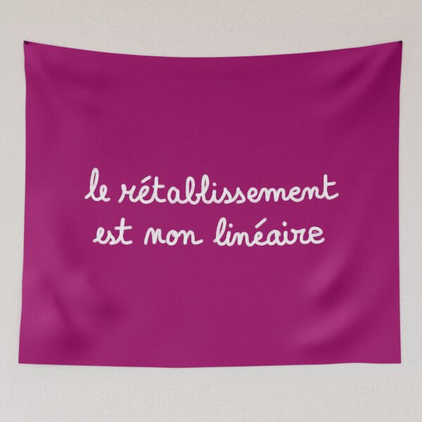 Item preview, Recovery is non-linear, chalk (white, raspberry pink background) designed and sold by MentaLee.