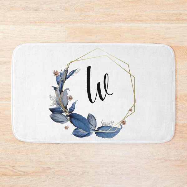 Item preview, Monogram Gold Frame with Blue Leaves | Monogram Letter W designed and sold by JustSeasons.