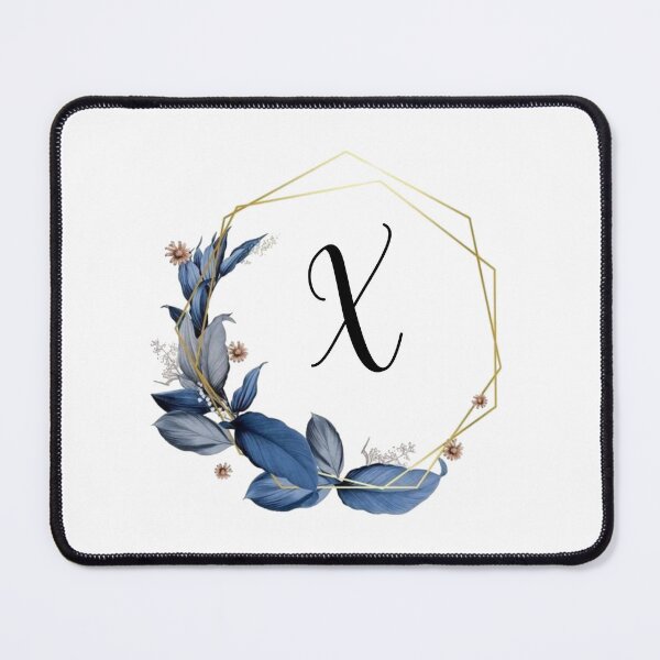 Item preview, Monogram Gold Frame with Blue Leaves | Monogram Letter X designed and sold by JustSeasons.