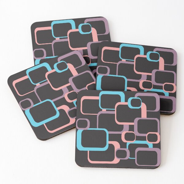 Item preview, Retro Squares Pattern Pink Blue Purple Black designed and sold by ValeriesGallery.