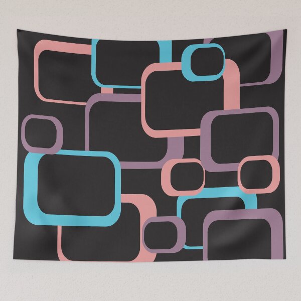 Item preview, Retro Squares Pattern Pink Blue Purple Black designed and sold by ValeriesGallery.