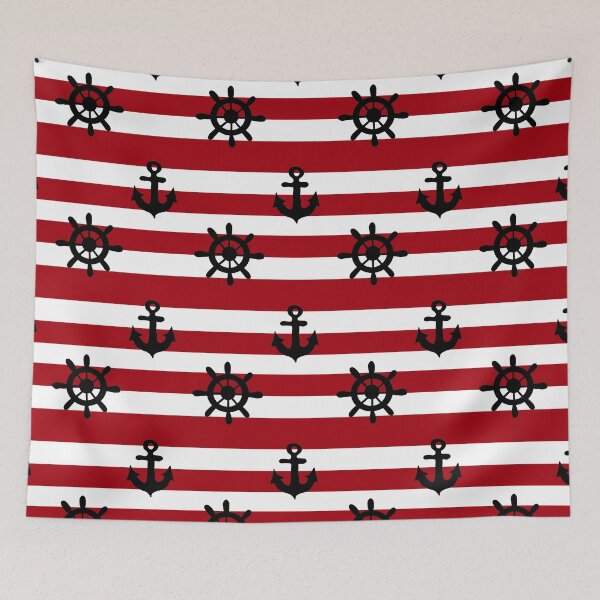 Item preview, Red and white stripes with Captain's wheel and anchor  designed and sold by DemonicGloom.