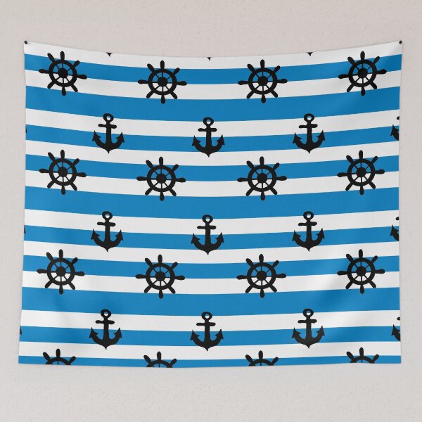 Item preview, Light Blue and white stripes with Captain's wheel and anchor  designed and sold by DemonicGloom.