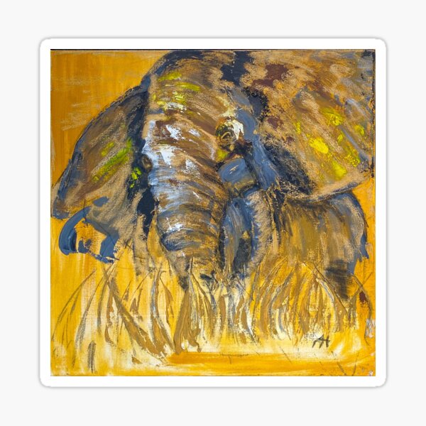 Yellow painting of the elephant Sticker