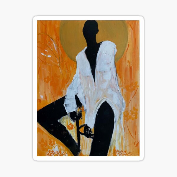 Painting of the woman in white shirt Sticker