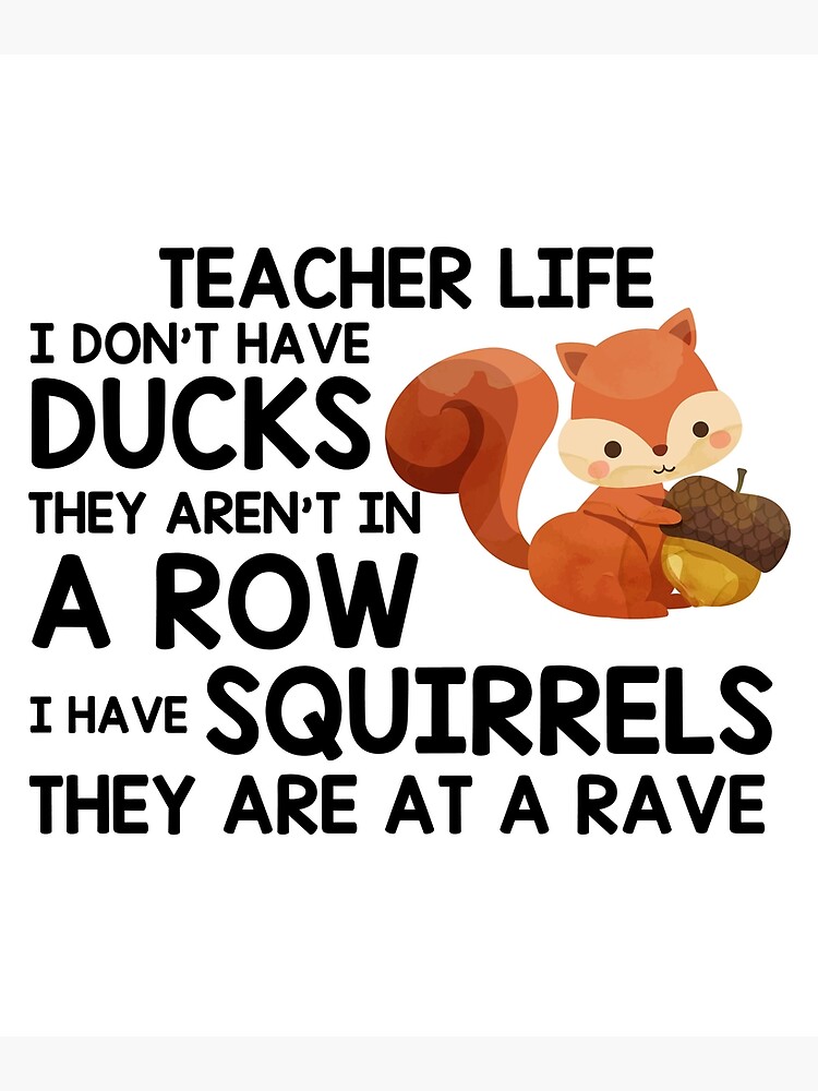 "Teacher lifeI Dont Have Ducks They Arent In A Row I Have Squirrels