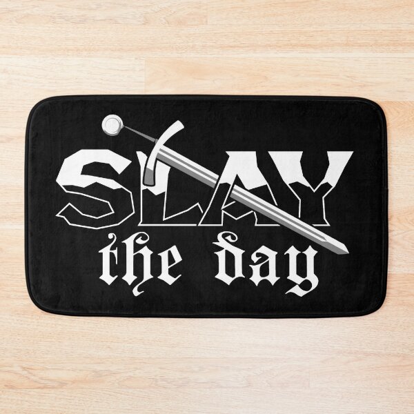 Item preview, SLAY THE DAY - Graphic Text Design - on black designed and sold by Tree45.