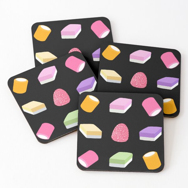 Item preview, Dolly Mixture Sweets Colourful Pattern on Black designed and sold by yellowkats.
