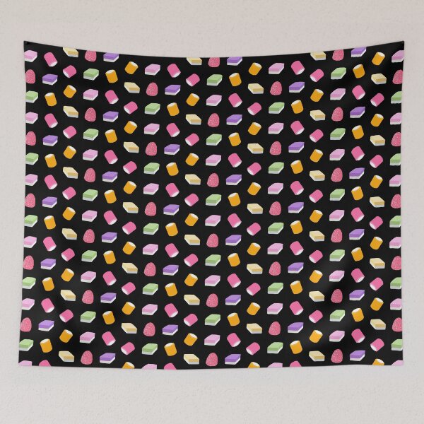 Item preview, Dolly Mixture Sweets Colourful Pattern on Black designed and sold by yellowkats.