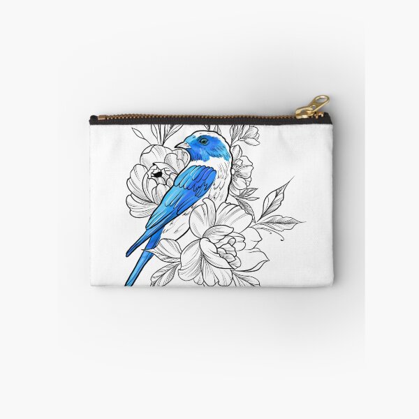 Item preview, Blue Bird Outline With Flowers designed and sold by Ketrinartistka.