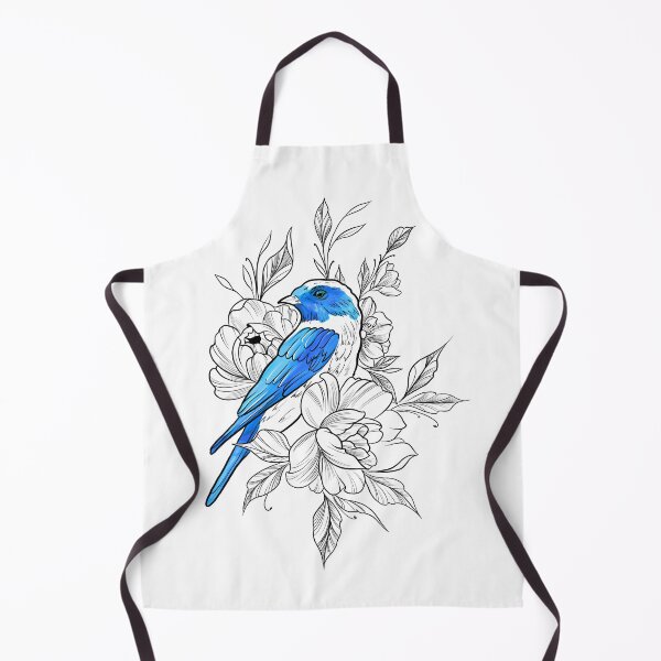 Item preview, Blue Bird Outline With Flowers designed and sold by Ketrinartistka.