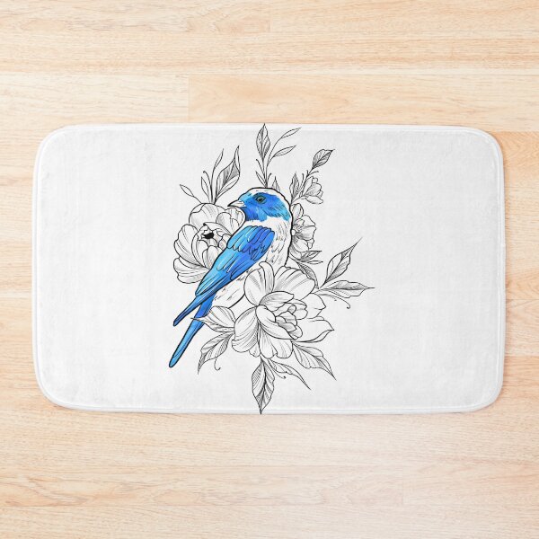 Item preview, Blue Bird Outline With Flowers designed and sold by Ketrinartistka.