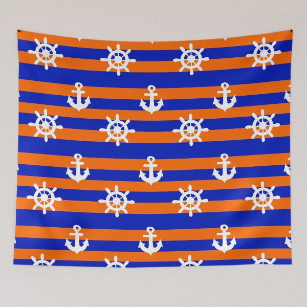 Item preview, Blue and orange stripes with Captain's wheel and anchor  designed and sold by DemonicGloom.