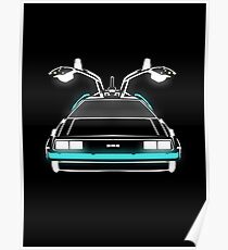 Delorean neon Poster