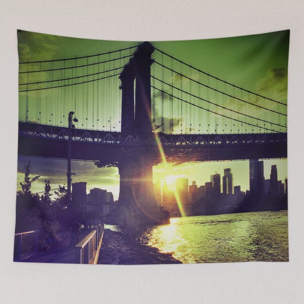Item preview, Manhattan Bridge Skyline Sun Brooklyn New York City  designed and sold by eleonoraingrid.