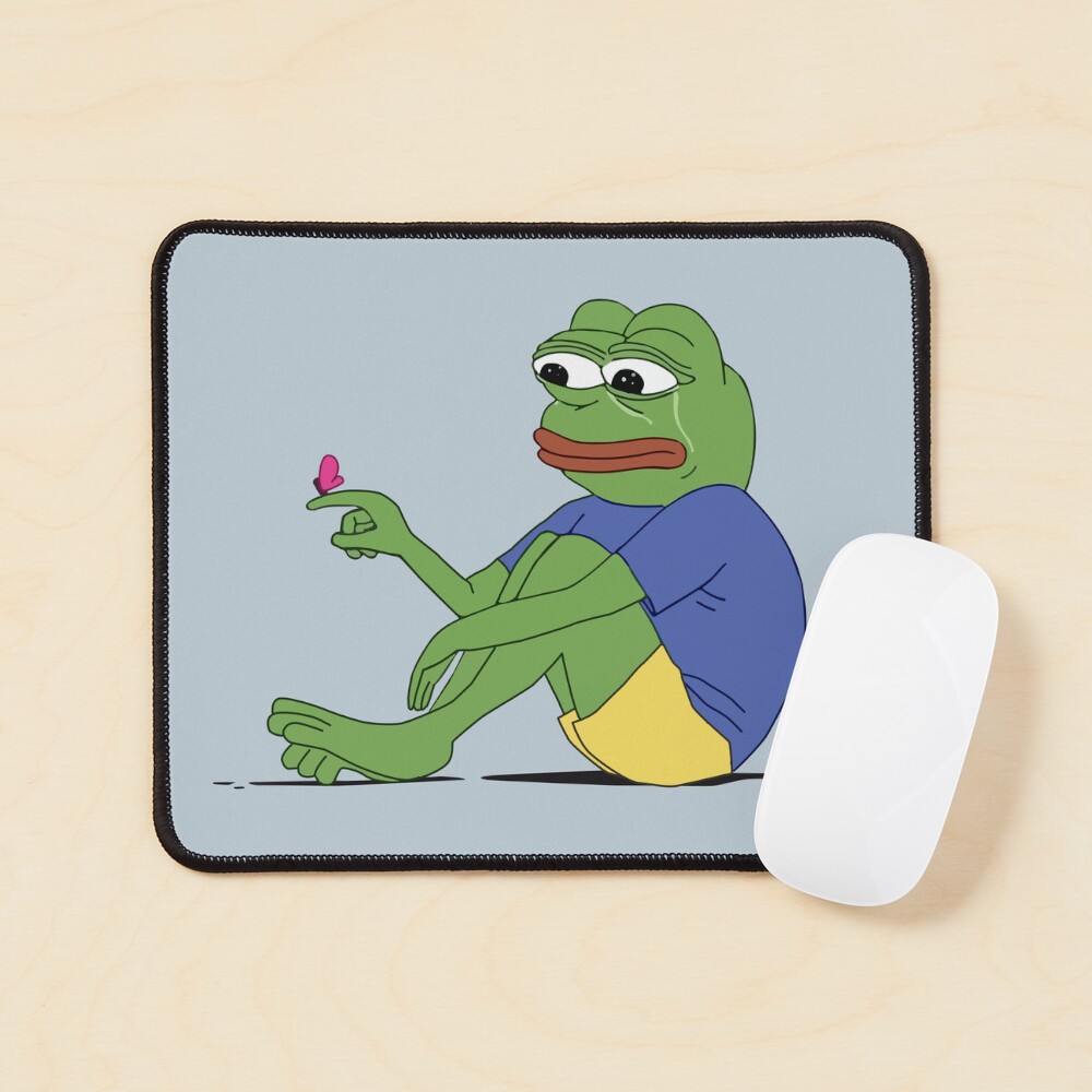"Pepe The Frog Meme Sad Crying PepeTheFrog with Butterfly landing on