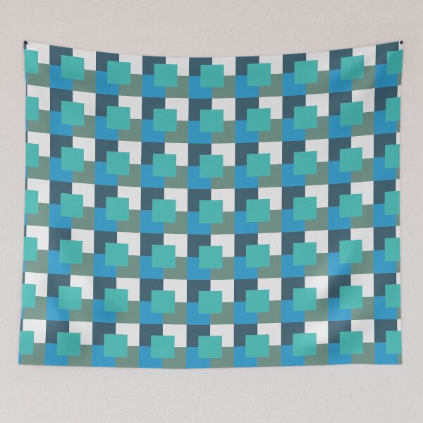 Artikelvorschau, Blaues geometrisches Quadratmuster - Geometrisches Quadratmuster - Quadratisches Muster entworfen und verkauft von MOONINSPIRATION.