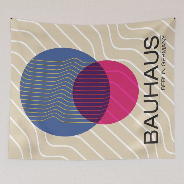 Item preview, Bauhaus - Retro / Art Deco architecture discipline from Berlin, Germany - Available in posters, etc - Wavy Pink & Blue designed and sold by ArcFoundationCo.