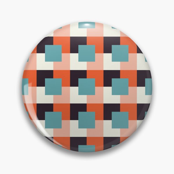Artikelvorschau, Blaues und orangefarbenes geometrisches Quadratmuster - Geometrisches Quadratmuster - Quadratisches Muster entworfen und verkauft von MOONINSPIRATION.