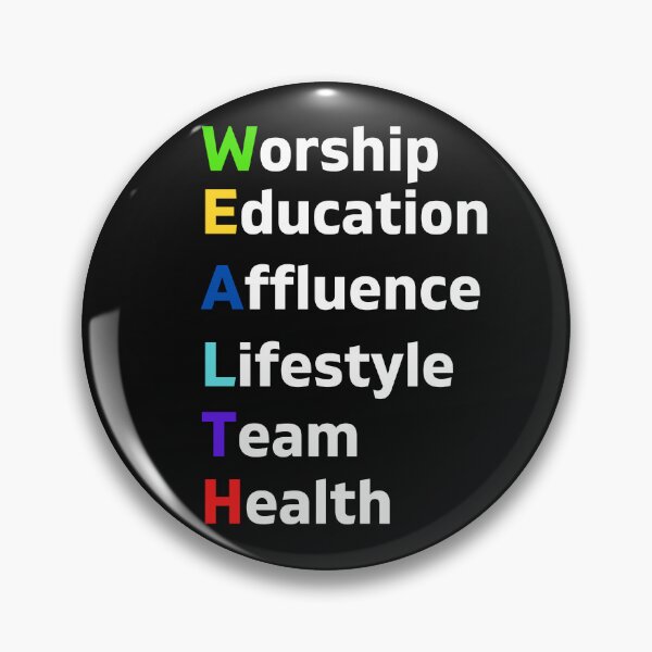 Item preview, WEALTH Worship Education Affluence Lifestyle Team Health designed and sold by WolfyAL.