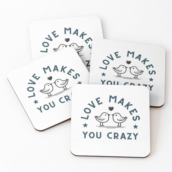 Item preview, Love Birds with heart and words "Love Makes You Crazy designed and sold by tomorrowsart.