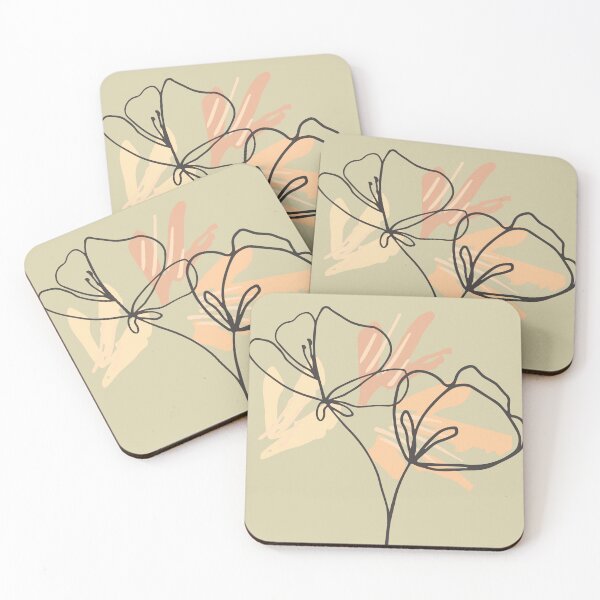 Item preview, Beige black and orange abstract flower art | flower pattern designed and sold by Vicsdesignsart.