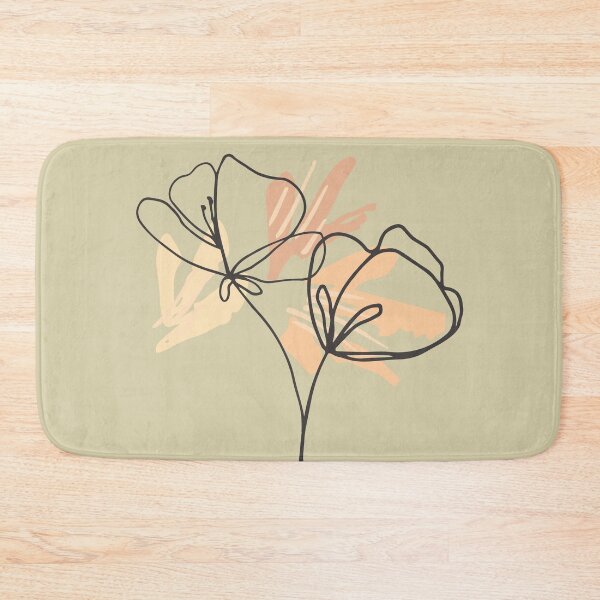 Item preview, Beige black and orange abstract flower art | flower pattern designed and sold by Vicsdesignsart.