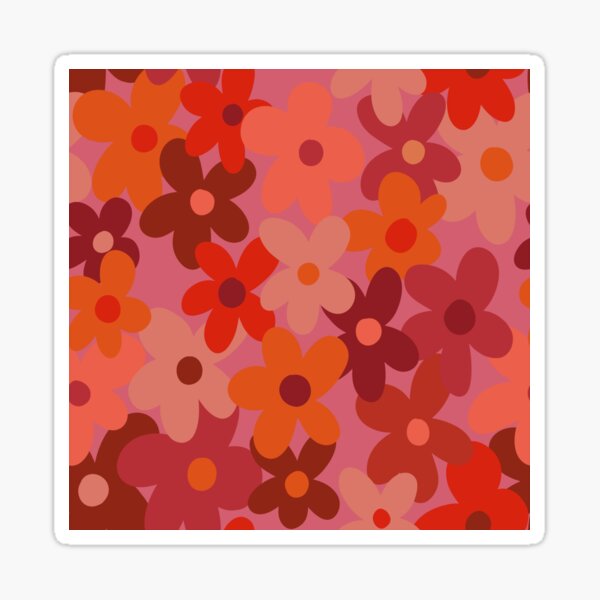 Retro pink flowers 70s Sticker