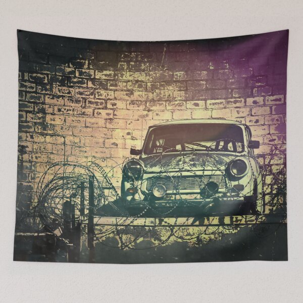 Item preview, Rusted out Vintage Car behind Barbed Wire Fence designed and sold by RyanCaudell.