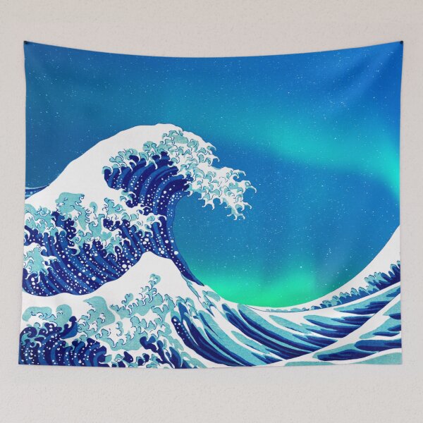 Item preview, The Big Wave - Vintage Japanese Wave With Aurora Borealis designed and sold by KarolinaPaz.