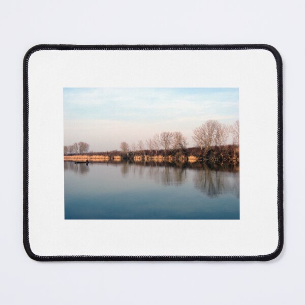 Item preview, Beautiful Artistic Nature Landscape with Calm Lake and Fisherman designed and sold by Angela Cini.