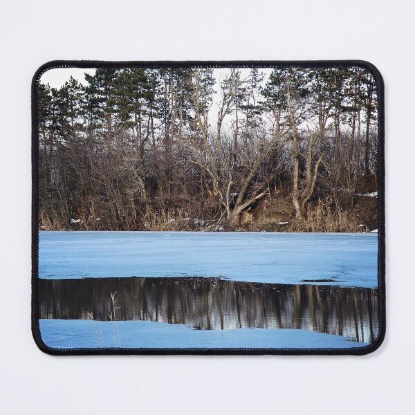 Item preview, Winter Snow Lake Landscape Photo With Forest designed and sold by Angela Cini.