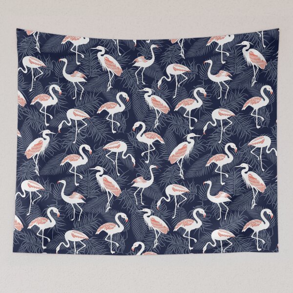 Item preview, Tropical Flamingo On Navy designed and sold by MobertsonArt.