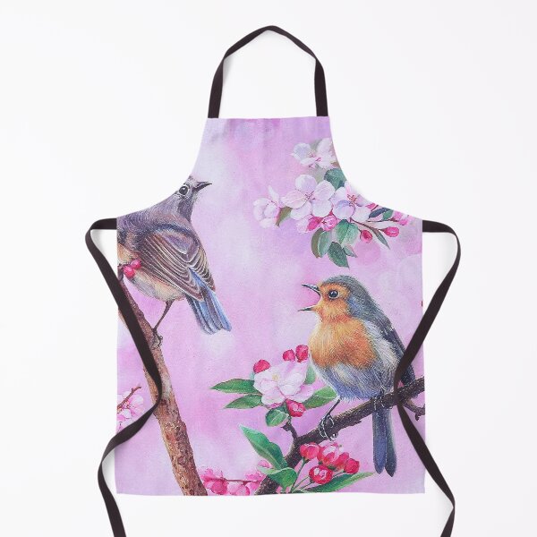 Item preview, Bird Couple Floral On Pink designed and sold by MobertsonArt.